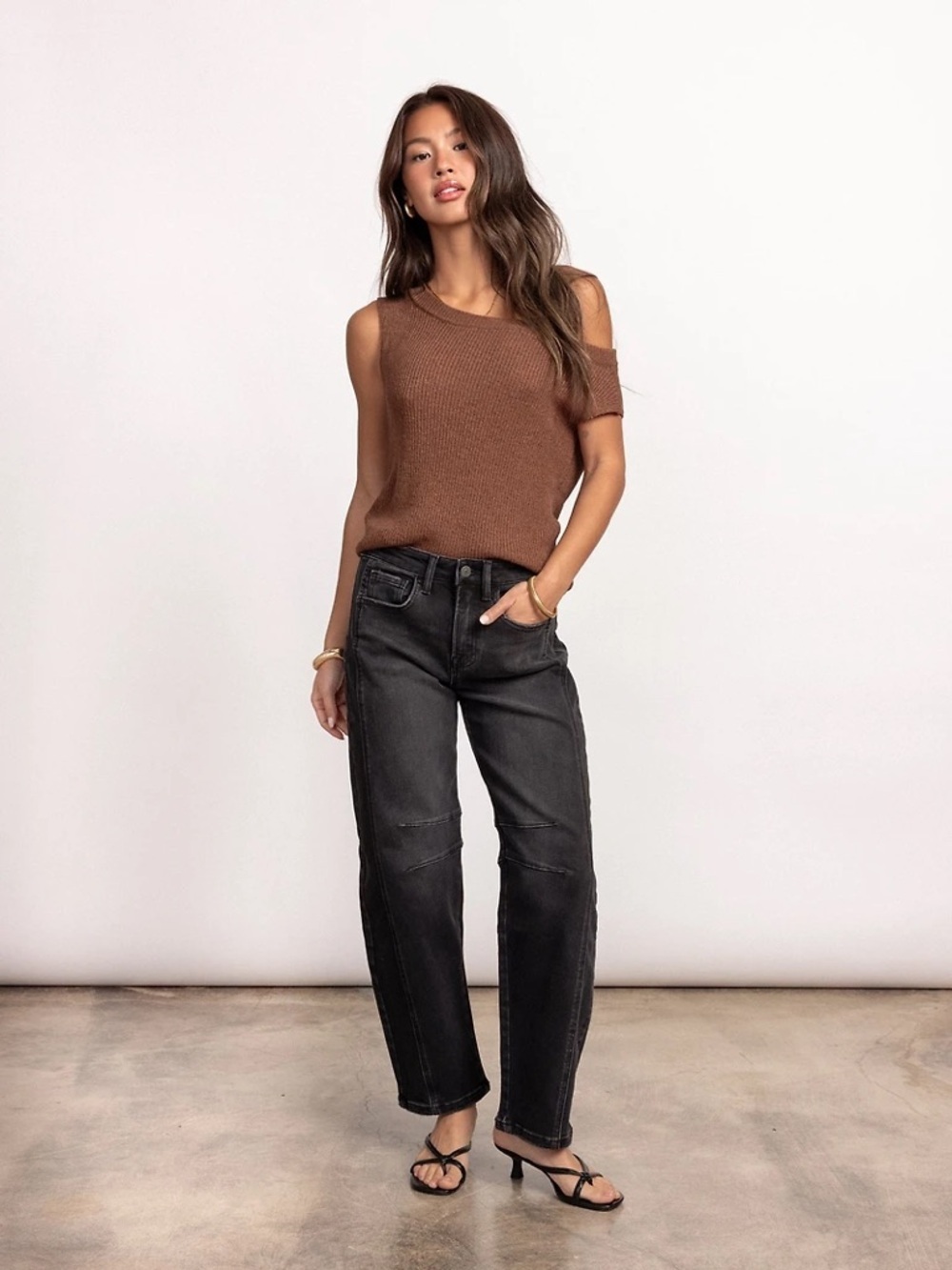 Flying Monkey Women's Washed Black Barrel Jeans